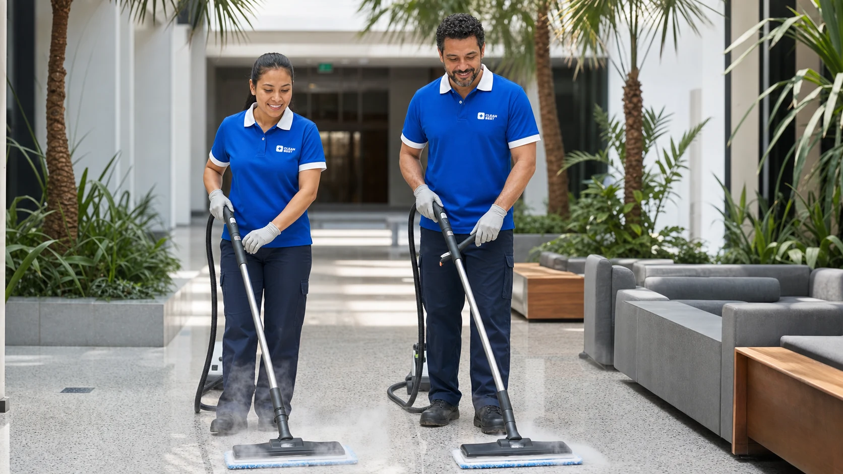 Clean Best cleaner working through a Castle Hill business premises before opening in NSW